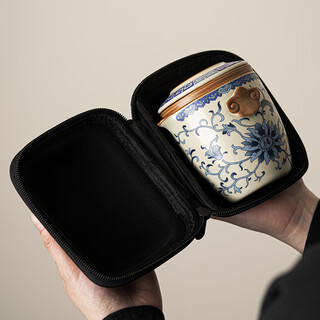 Tangfeng ru kiln travel tea set one pot four cups outdoor portable tea set gift souvenir