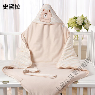 Stella baby quilt spring and autumn pure cotton newborn small bag quilt dual-purpose wrap autumn and winter newborn baby winter thickened quilt pure cotton-big-headed bear-autumn and winter thickened version-detachable 90*90cm
