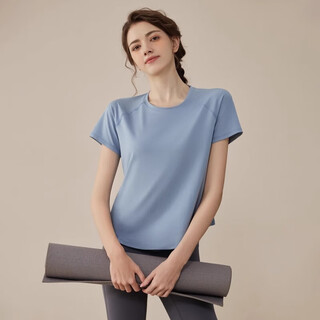 Youyou yoga clothing women's suit pilates summer thin training clothing loose quick-drying sports fitness top 34421 sky blue m (recommended weight 100-115jin jin equals 0.5 kg)