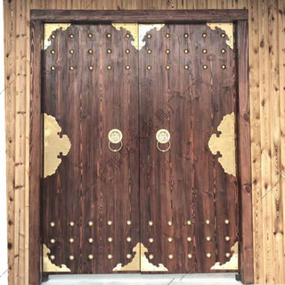 Customized antique wooden door courtyard chinese-style door solid wood rural villa door two-door double-open old-fashioned door entry style seven