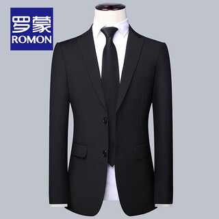 Romon high-end customized suit men's business professional formal wear wedding groom's work slim small suit men's jacket black suit top 180/2xl recommended 130-145 jin jin equals 0.5 kg