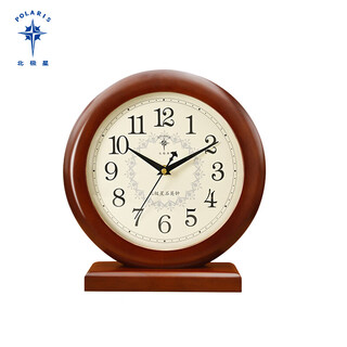 Polaris solid wood table clock living room retro desk clock home clock new chinese large font quartz clock for the elderly t801 (height 22.5cm width 21.5cm)
