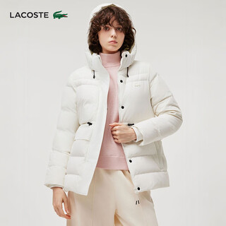 Lacoste french crocodile women's warm and comfortable thickened solid color goose down jacket | bf0682 70v/off-white l 40