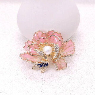 Qianla chinese style flower peony brooch high-end corsage cheongsam pressed placket decoration anti-exposure buckle pin for women pink b01-301
