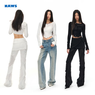 Naws sewing machine band undefinable beauty catwalk spliced knitted jacquard suit mousse black t-shirt (ready stock) s