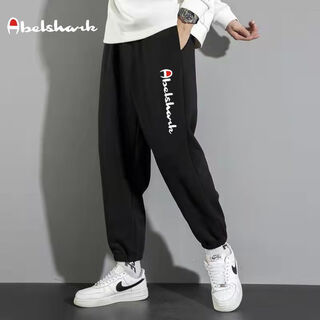 Champion graffiti 2025 new drawstring leg sports pants men's japanese loose leg casual harem sports pants trendy knitted 2057 black 2xl recommended 135-150 jin jin equals 0.5 kg