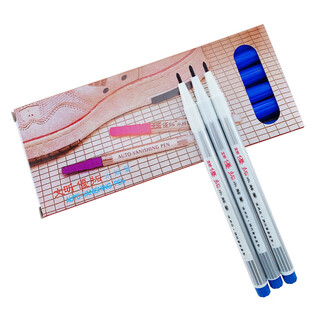 水消笔布用水解笔水溶笔皮革服装十字绣气消笔 褪色笔 自动消失笔 蓝色1盒【12支】