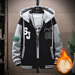 Bailedi spring and autumn youth jacket for boys 12 and 15 years old boys baseball uniforms handsome 14 and junior high school students trendy jackets 867 black (single jacket) velvet and thickened 165 l 100-120jin jin is equal to about 0.5 kg