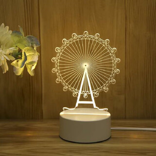 I think i dream creative 3d night light student gift gift bedroom table lamp usb cartoon ferris wheel usb model monochrome warm light
