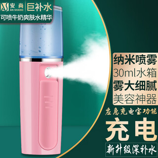 Anshang instrumento de inyección de oxígeno instrumento de hidratación doméstico nano pulverizador cara y ojos instrumento de belleza instrumento mágico hidratante instrumento de humidificación instrumento de vapor para esposa, madre, novia regalo de cumpleaños carga 30 ml nano spray power bank función polvo