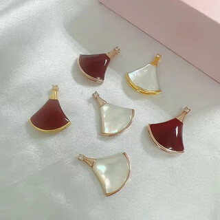 18k gold necklace small skirt pendant color gold rose gold au750 color gold necklace clavicle chain for girlfriend chinese valentine's day gift k gold rose gold (single pendant) 16mm white mother-of-pearl