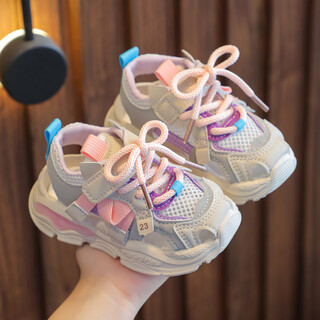 Ziwuqian's new baby sports sandals, summer girls' net shoes, soft soles for 1-3-year-old infants and toddlers, pink, size 21/inner length 13.5cm