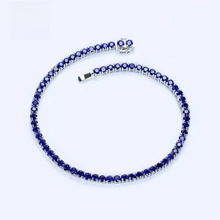 Luoyi 18k gold royal sapphire soft snake bone bracelet for women full circle pure blue color treasure non-reversible bracelet for men and women 1
