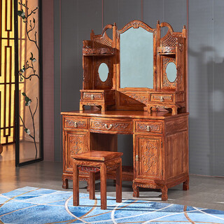 Yishan yipin mahogany furniture african rosewood (scientific name: hedgehog rosewood) dressing table solid wood dressing table new chinese furniture small apartment bedroom dressing table dressing table + dressing stool