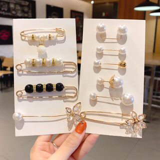 Anti-exposure brooch cardigan pin buckle japanese cute fixed clothing decoration brooch women's anti-exposure buckle artifact neckline high-end luxury internet celebrity 10-piece set