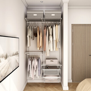 Midas 1.1m small apartment cloakroom whole house customized bedroom metal wardrobe bedroom walk-in wardrobe open 1.1m suit plan 6 (installation included)