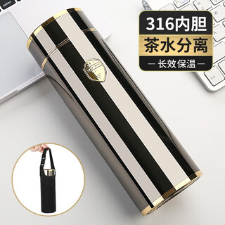 Kuangdi 316 stainless steel business thermos cup for men and women, high-end tea cup, large capacity water cup, gift custom engraved cup, obsidian black ordinary net 420ml