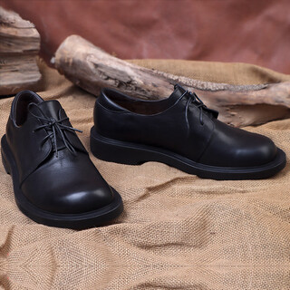 Yanxian pure handmade leather shoes for men, business casual, high-end cowhide round toe workwear, british style, large size, large leather shoes, black 43