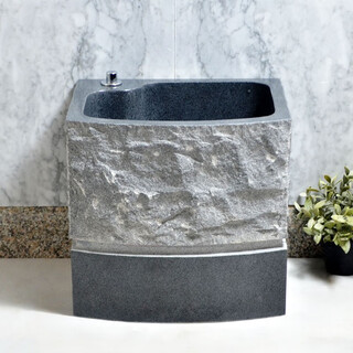 Neolithic stone age stone mop pool home courtyard bathroom art room outdoor garden marble mop pool balcony mop pool sesame black split desktop control no faucet hole