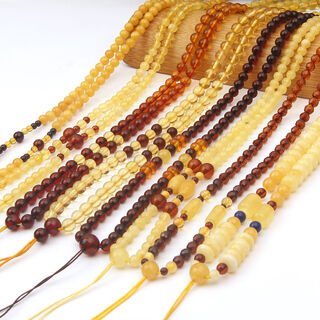 Guiqin natural amber blood amber/gold amber/beeswax/rainbow gradient necklace lanyard sweater chain blood amber 4mm length 50cm