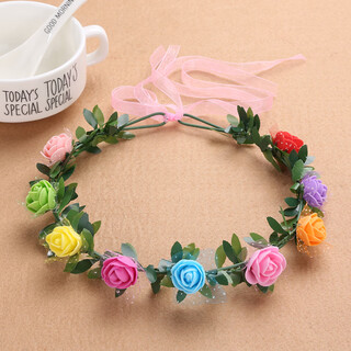 Mori girl garland headband hair accessories bridal head flower ornaments festival vacation children photoshoot korean flower headband gift 12# random seven colors