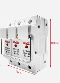 Delixi low voltage fuse fuse base rt18-32x fuse body 10*38rt-14 fuse core 10 pieces rt18-63x3p with light 14*51