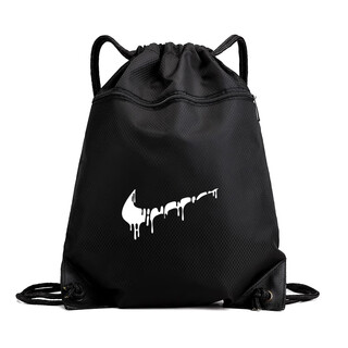 Drawstring pocket basketball bag large capacity shoulder sports training fitness leisure storage bag football bag sneaker bag black