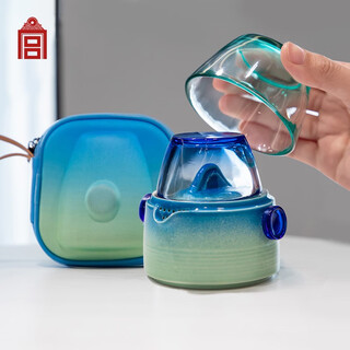 Forbidden city culture 3-piece tea set for traveling through thousands of miles and mountains tea set tea cup forbidden city cultural and creative gifts birthday gifts for men travel tea set (3-piece set)