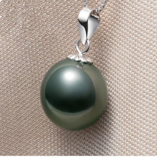 Ji ge pearl necklace, romantic purple freshwater pearl pendant, round highlight 14-15mm for girlfriend, black pearl silver holder, 14-15mm x 45cm