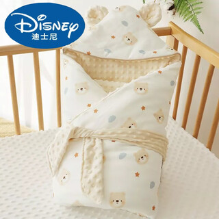 Disney (disney) baby blanket, universal for all seasons, plus size newborn baby delivery room wrap blanket, soft and removable newborn baby blanket, yun'er bear, thick bile 100x100cm