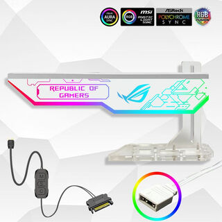 电脑显卡支架 5V3针ARGB神光同步灯光发光板装饰千斤顶垂直支撑杆 新款竖板白色ARGB+控制器 华硕图案