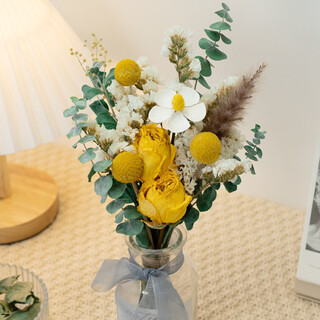 Aiman rose eucalyptus dried flower bouquet living room entrance decoration ins nordic style photo props diy flower arrangement gift yellow rose bouquet without bottle