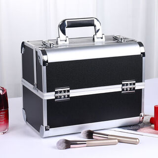 Fantasy multi-layer portable embroidered nail art makeup beauty salon makeup box makeup bag tool box and makeup box black