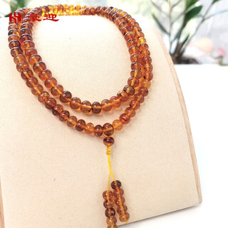Haoying fushun amber west open-air old material bracelet first-hand source handmade beads 108 plant amber 8mm