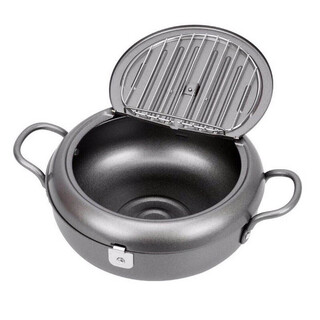 Yoshikawa (yoshikawa) tempura household temperature-controlled fryer imported from japan, universal gas induction cooker, tempura fryer, black 22cm