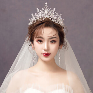 Crown tiara crown tiara bride wedding dress crown birthday xiuhe korean style wedding for girls and children sn1312 silver single crown + veil
