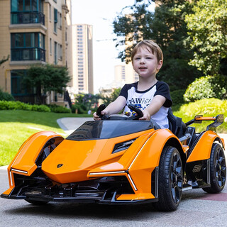 Cooperate with lamborghini baby electric car, remote control four-wheel car that can sit and swing for men and women, children's toy stroller, orange battery life of 6 hours, large lithium battery + full function