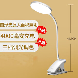 盖江夹式LED台灯充电式学习儿童大学生宿舍可爱小台灯卧室床 4000毫安充电 加配充电头