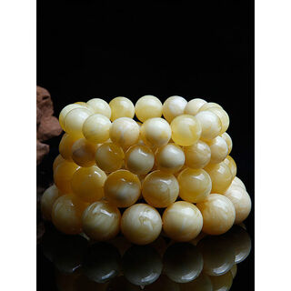 Drjefun natural russian white flower beeswax bracelet bone china white raw mineral beeswax bracelet white honey buddha beads can open certificate 14mm 15 pieces () temperament men's style