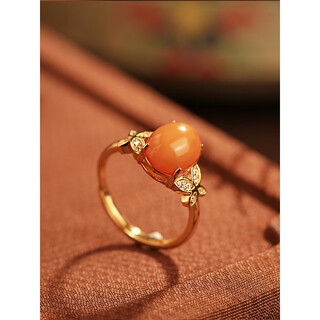Wenying natural beeswax silver 18k gold-filled butterfly index finger ring for women chinese style gold inlaid jade light luxury high-end gemstone purchase