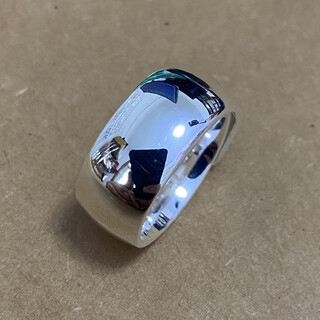 Baishi yincheng thickened men's and women's loach back 999 pure silver ring handmade glossy silver ring live solid ring glossy model about 15.3 grams