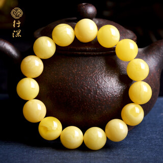 Xingshen original ore amber beeswax 7-13mm russian material white flower bracelet for men and women single circle one item one certificate 12+mm 15 pieces suitable for hand circumference 16-17cm