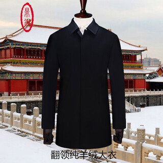 Ding tong pure cashmere coat men's medium long lapel middle-aged men winter business casual black 100% cashmere wool black 95% cashmere 5% wool 170