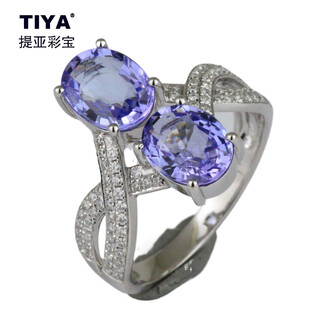 Tiya colorful blue tanzanite ring no. 13, 9k gold blue tanzanite double tanzanite ring r9ks5