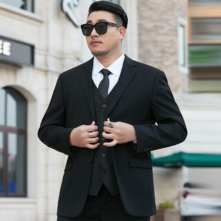 Cszxx large size suit men's suit plus fat plus fat man business wedding wedding work interview professional formal wear two-piece set black 3xl suitable for 160-180jin jin is equal to 0.5 kg