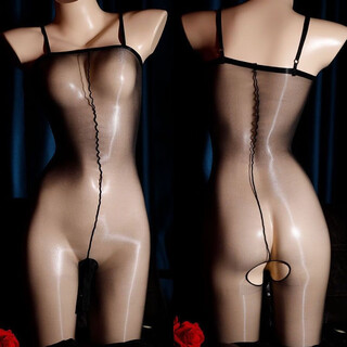 Feiyu new product ultra-thin 1d aurora tube top shoulder strap jumpsuit one-piece stockings shiny and transparent temptation hand stockings black