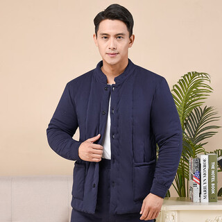 Cotton chant men's pure cotton handmade winter cotton jacket, thickened and warm, close-fitting adult home coat cotton clothes, navy blue l size recommended weight 95-115 jin jin equals 0.5 kg