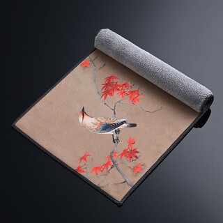 Jiutang painted tea towel rag thickened water-absorbent high-end tea ceremony zen tea table accessories tea tablecloth mat tea mat table runner thickened long tea towel-magpie (36*17cm)