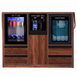 Healston solid wood tea bar machine refrigerator freezer household hot and cold water dispenser office household fully automatic high-end smart tea table qxb04-3-1 walnut color warm type warm