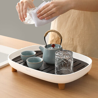 Youqin japanese-style tea tray household light luxury modern small water storage tea set kung fu tea set simple dry soaking drain tray square-white coffee japanese-style tea tray